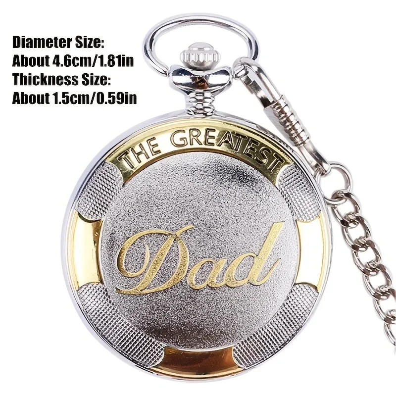 "Dad" Retro Pocket Quartz Watch Father's Best Gift Trendy Pocket Watch Pendant Necklace Clothing Accessories For Men