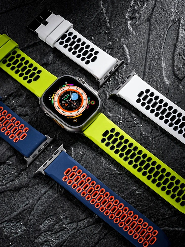 

High Quality Strap For Apple Watch Ultra Band 49mm 44mm 45mm 42mm 45 mm Silicone Belt Men Bracelet iwatch Series 3 4 5 6 7 8 SE