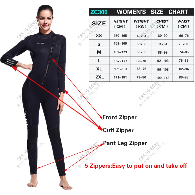 WETSUIT Men 3MM Neoprene Women Wetsuit Surf Scuba Diving Suit Warm Swimsuit Water Sport Spearfishing Kitesurf Swimwear Wet Suits