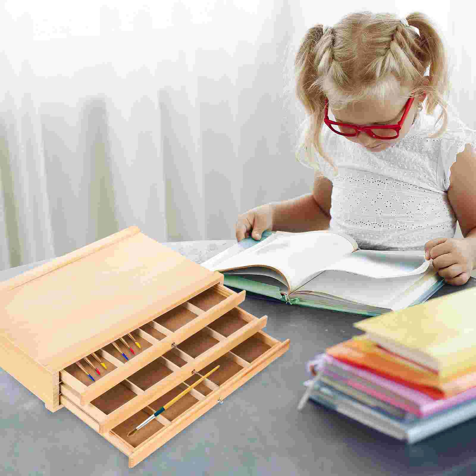 Painting Storage Box Brush Container Paintbrush Holder Organizer Drawer Pencil Tool 4