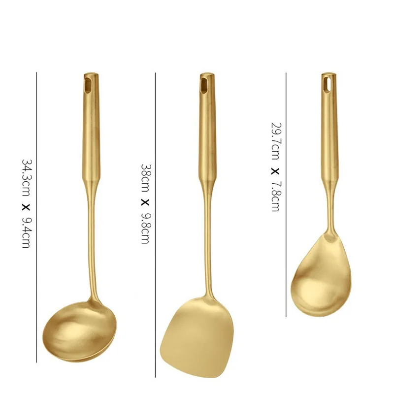1/7Pcs Stainless Steel Kitchenware Creative Gold Soup Spoon Noodle Colander - Image 6