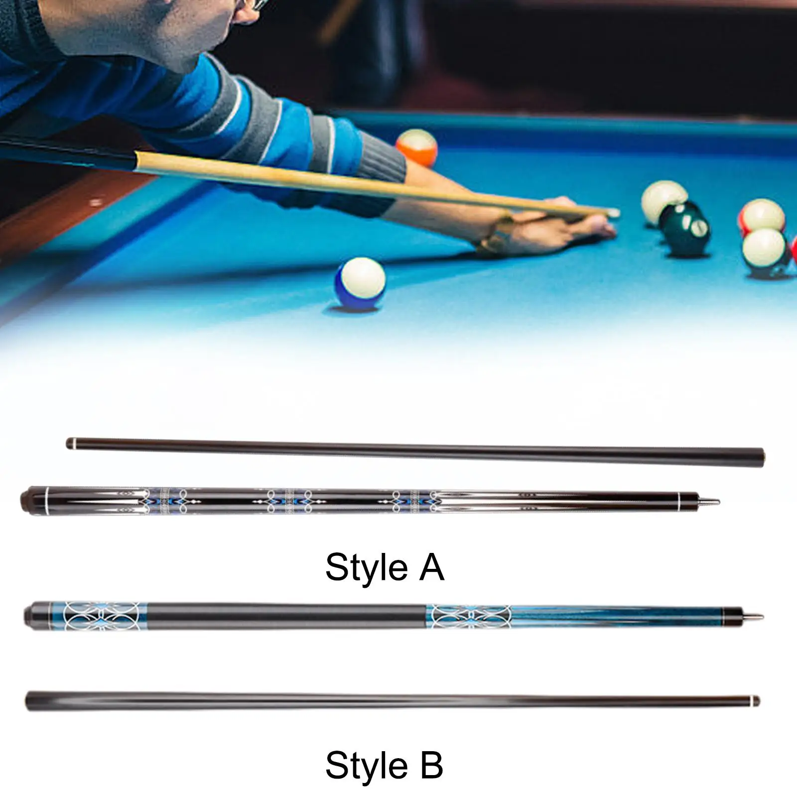 Pool Cue Carbon Fiber Nine Ball Pool Cue Portable Segmented Full Size 58inch Billiard Cue for Adults Beginners Practice Training