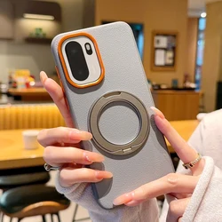 Magnetic Premium Lychee Pattern Leather Case with Metal Finger Ring Stand for OnePlus Ace 6 (Grey)