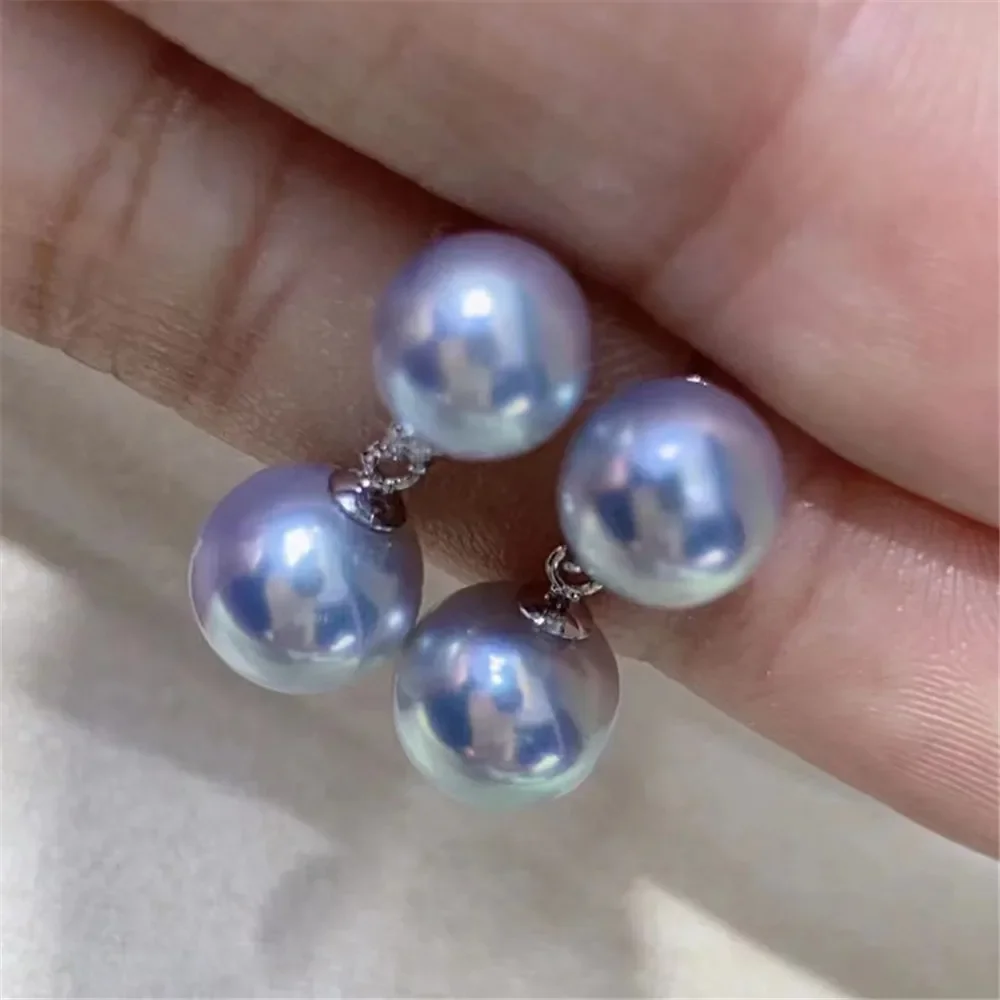 DIY 진주 미니 액세서리 S925 순수 실버 이어 스터드, 빈 거치대 골드 실버 귀걸이, 8-10mm 라운드 비즈 E085 에 적합