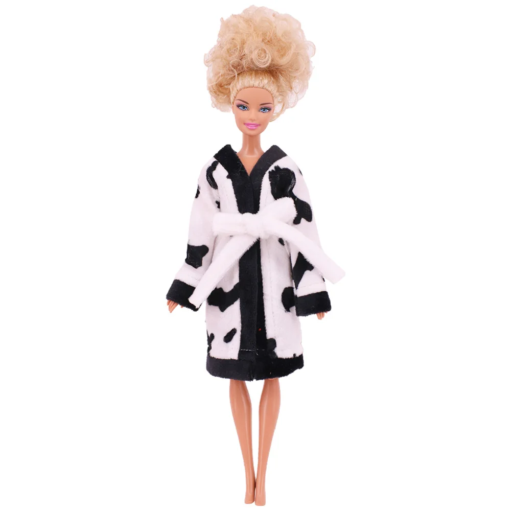 Doll Clothes Bathrobe Mulitcolor Robe Plush Solid/Leopard Dress For 11.8inch 30Cm Accessories Baby Girl's Holiday Gifts