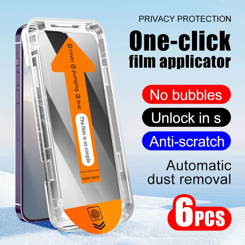 

6Pcs Privacy Glass smartphone for iPhone 15 Plus 14 Pro Max 13 phone screen protector flim For iPhone 12 11 XR XS tempered glass