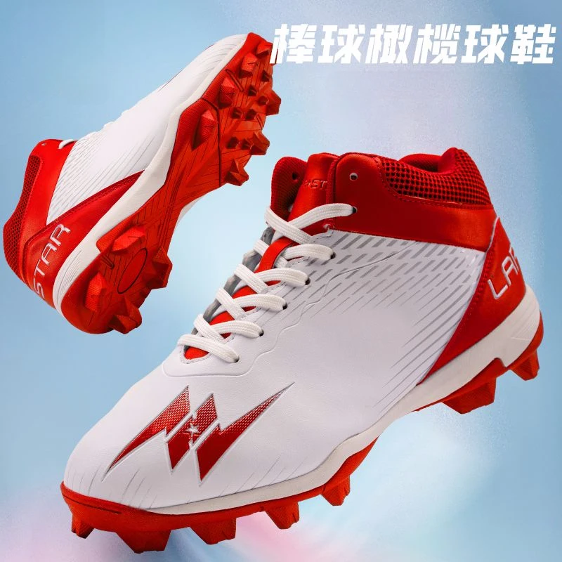 Professional Men Baseball Shoes Comfortable Softball Training Shoes Adult Non Slip Spiked Sneakers Men High Top Outdoor Sneakers