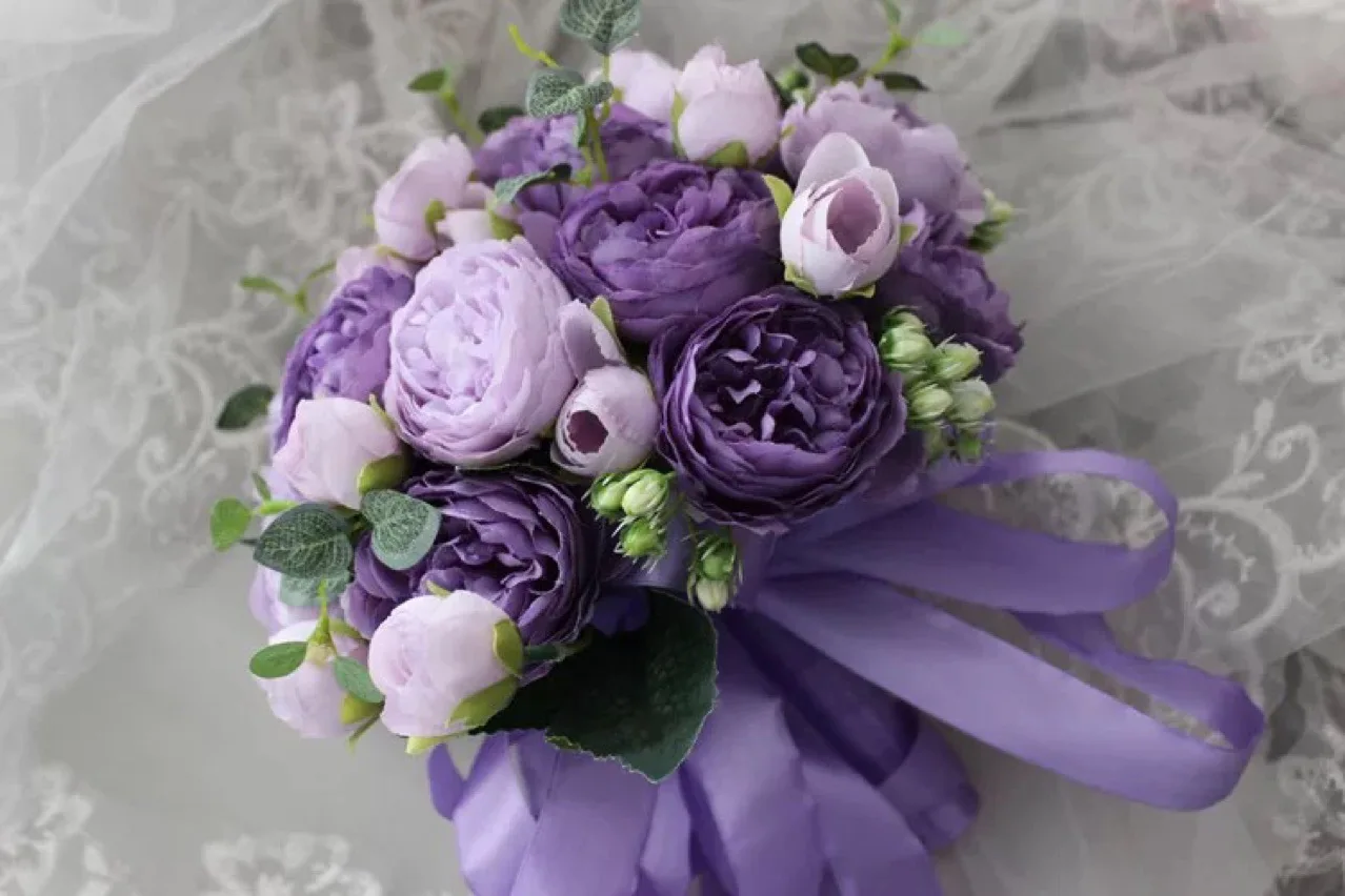 Wedding Bouquets Artificial Peony Flowers Korean style Purple Bridal Bouquet Imitation Peony Flower Bridal Bouquet Bridesmaid