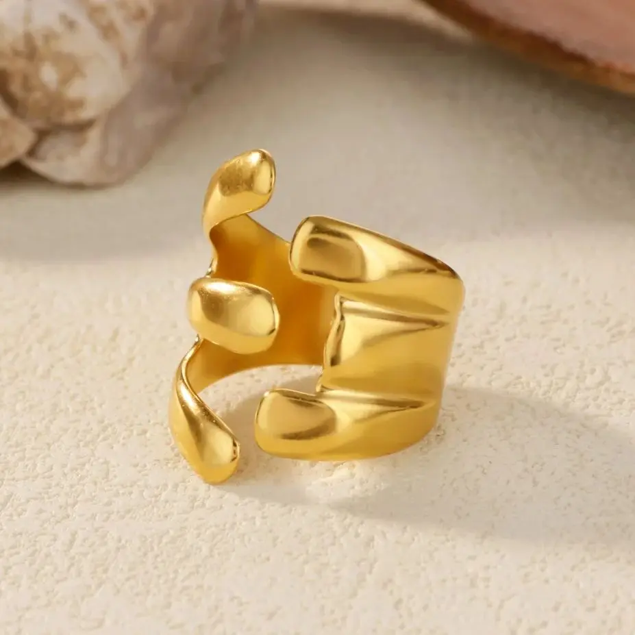 Geometric Stainless Steel Crab Rings For Women Gold Color