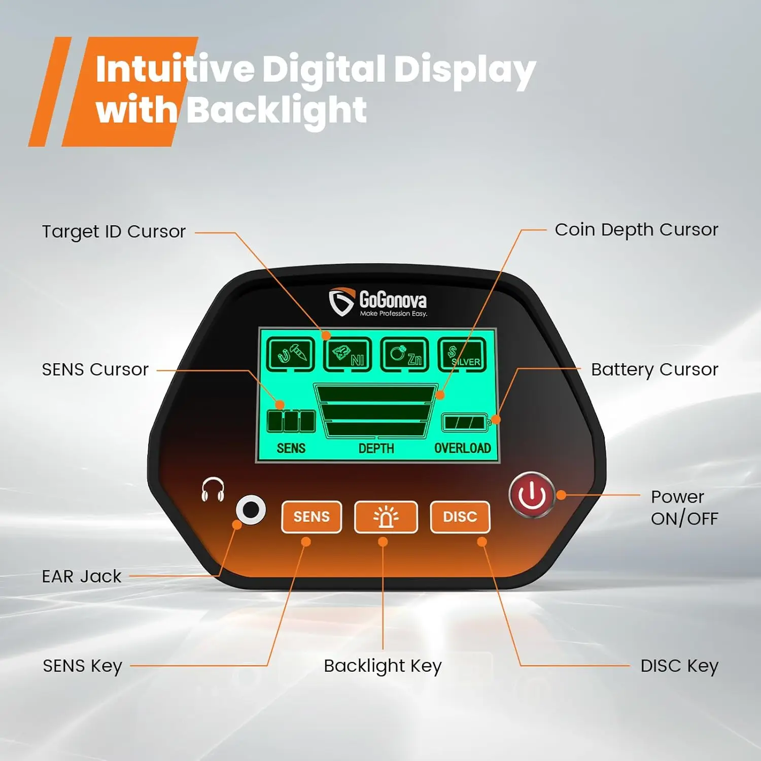 Metal Detector for Adults & Kids Waterproof Metal Detectors with High Accuracy Lightweight 8" Search Coil All & Disc Modes