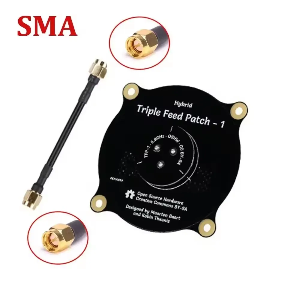 Antenne Patch Triple Feed 5.8GHz SMA/RP-SMA pour FPV Drone