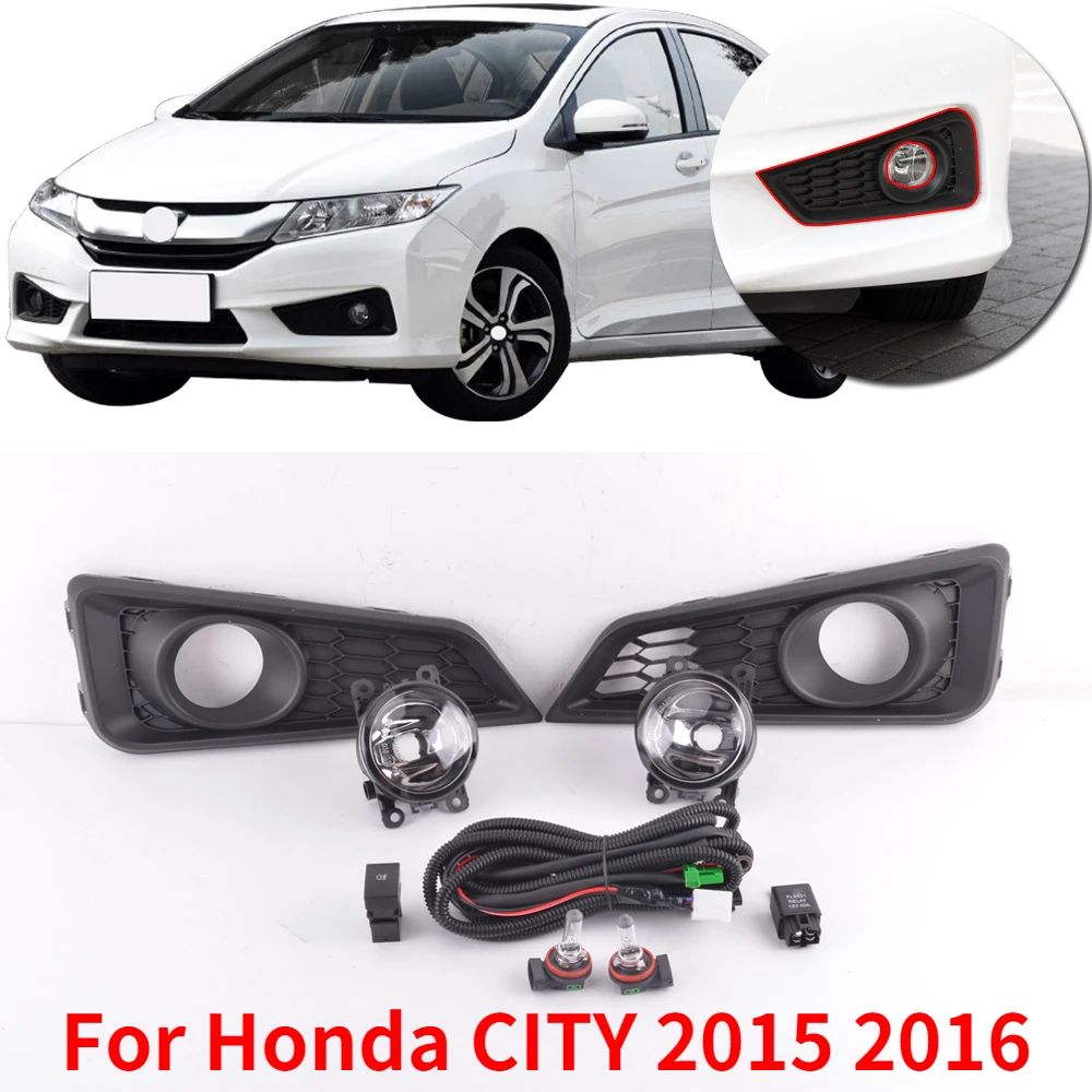 

Kamshing For Honda CITY 2015 2016 Front Fog Light Lamp Foglight FogLamps With Wire Kit Bumper Light 33950-TJA-H01 33900-TJA-H01