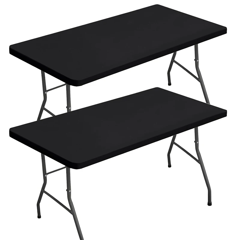 LMETJMA Elastic Fitted Rectangle Tablecloth – Washable Polyester Cover for 6 Ft Tables 1