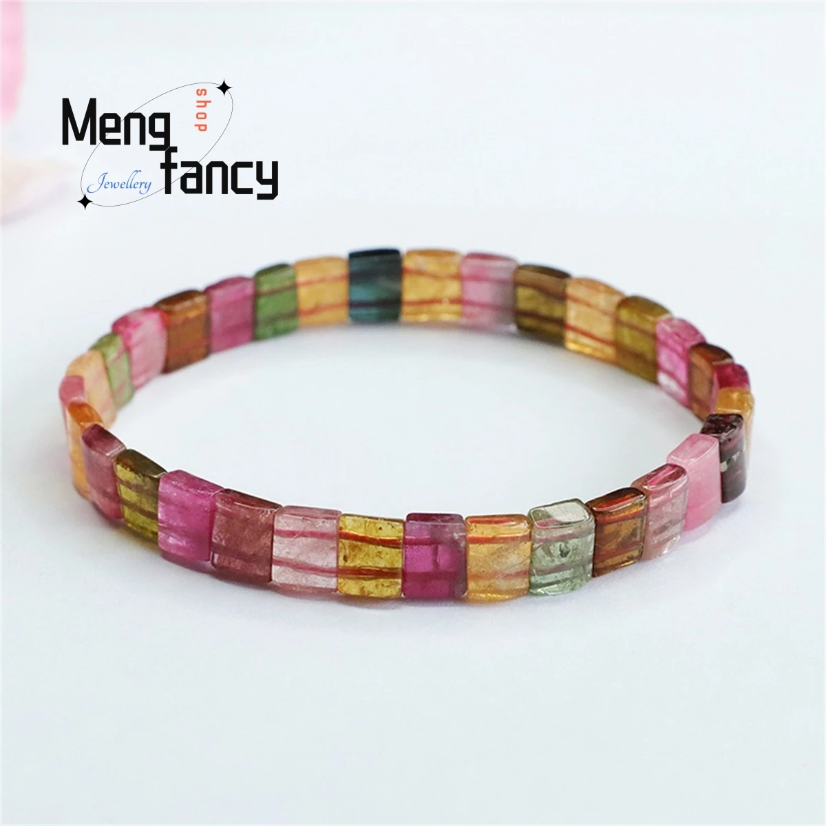 Natural Brazilian Candy Tourmaline Hand Bracelet Simple Generous Personalized Charm Versatile Men Women Fashion Couple Jewelry