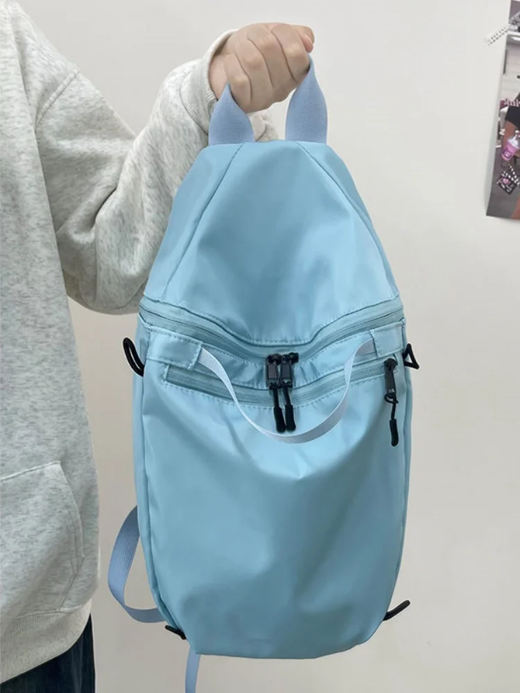 Korean Brief Nylon Casual Waterproof Travel Backpack Lightweight Handbag Unisex Sport Knapsack Preppy Teenager School Backpack