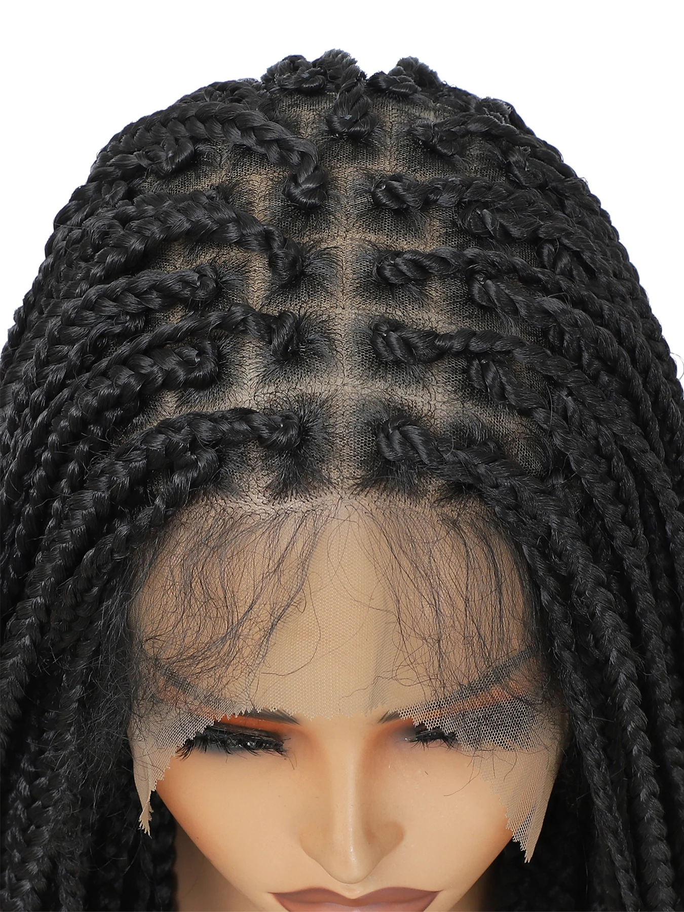 30 Inch Full Lace Braided Wig Knotless Free Boxed Braided Wig Suitable For Girls Synthetic Lace Frontal for All Skin Tones Squar