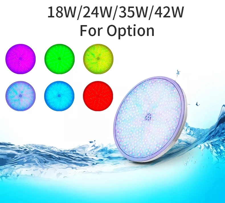 Bombilla Piscina LED RGB Sumergible Slim 12V AC 35W IP68 PAR56 RGB con mando