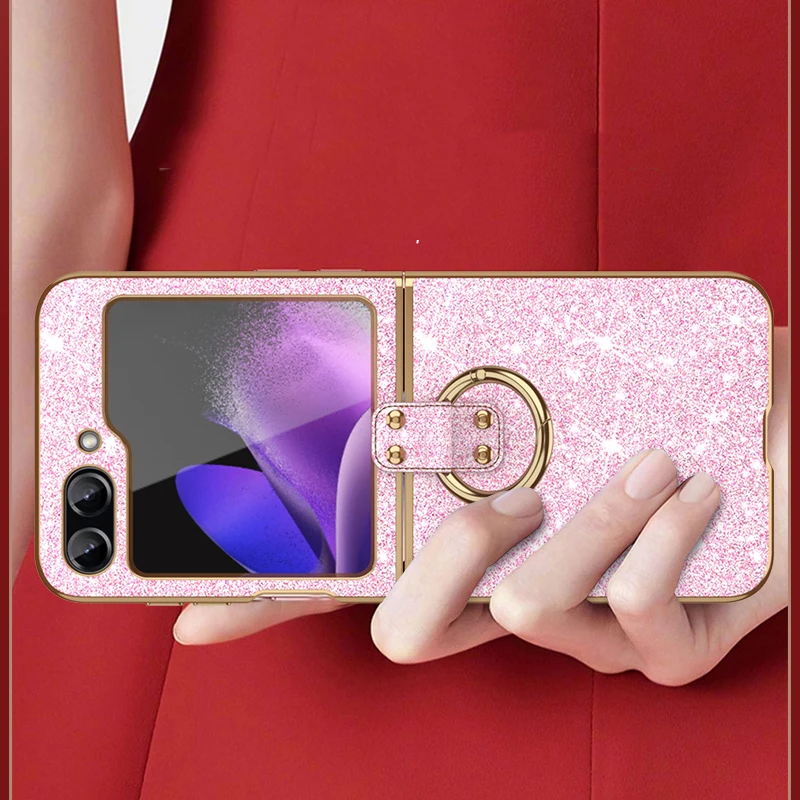 

Чехол для Samsung Galaxy Z Flip 5 Z Flip 4 Z Flip 3 Покрытие звезда бриллиант блестящий порошок Кольцо Жесткий флип-чехол