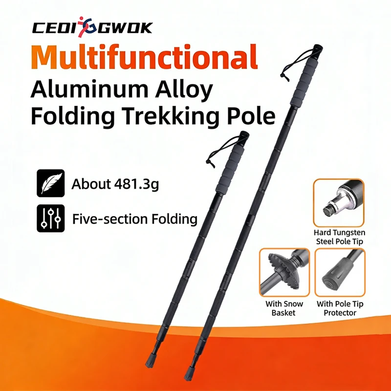 CEOI GWOK Compact Foldable Walkin Stick Mountain Climbin Durable Aluminum Alloy Trekkin Poles Outdoor Adventure_voghion.com