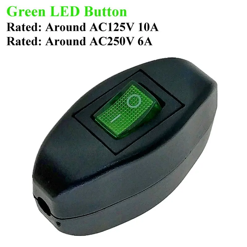 Interrupteur En Ligne, AC 250V 10A Câble D'alimentation à Travers Le Câble De L'interrupteur Interrupteur Marche/arrêt Avec Voyant LED Pour Lampe De Chevet Lampe De Table Cordon électrique (Le Noir