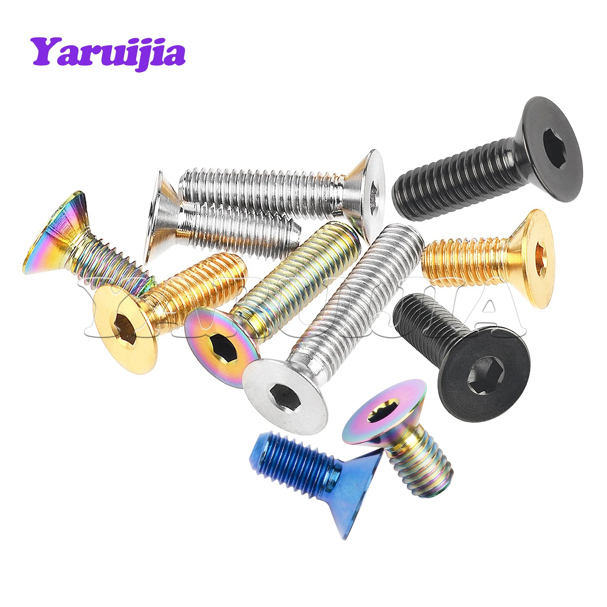 Titanium Bolts Yaruijia M3/M4/M5/M6x6/8/10/12/15/18/20/25/30/35/45mm Countersunk Inner Hexagon Socket Head Fastener For Bicycle