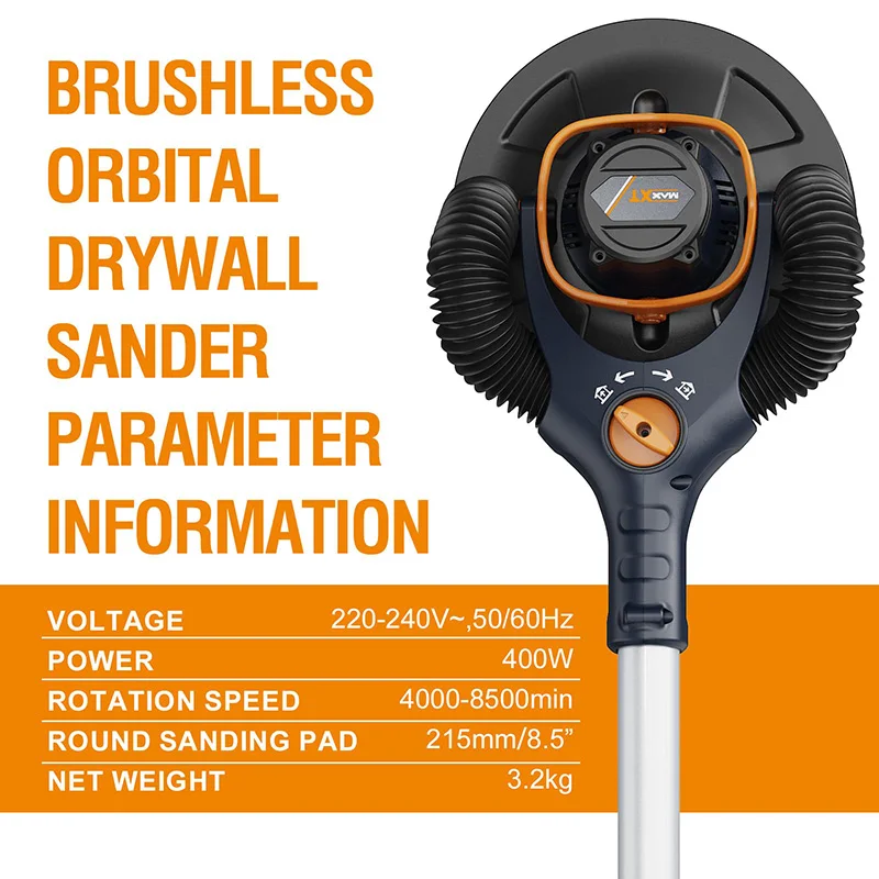MAXXT 오비탈 드라이월 샌더 400W 3.5A 브러시리스 모터 접이식 전동 벽면 샌딩기 (천장 석고보드 마감용)