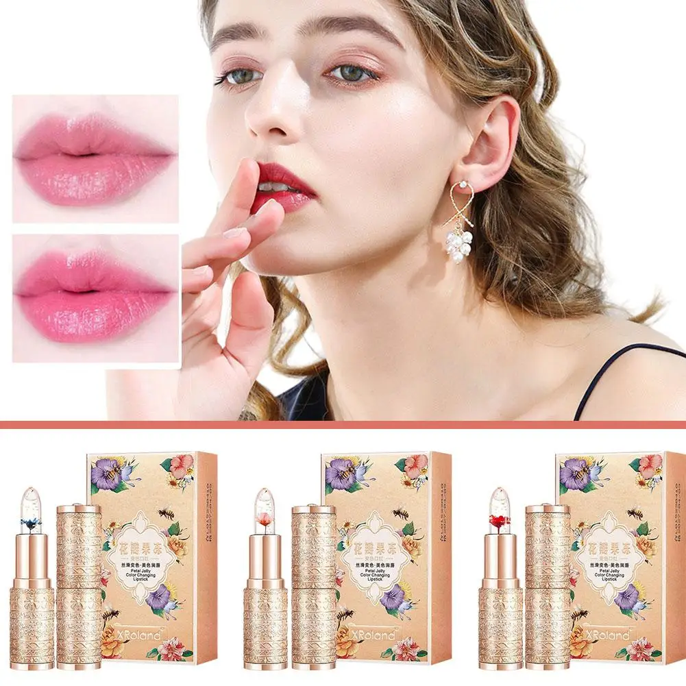 

Petal Jelly Colour Changing Lipstick Nourishing Waterproof Staining Fading Balm Cup Changing Temperature Non Lip Non N9F5