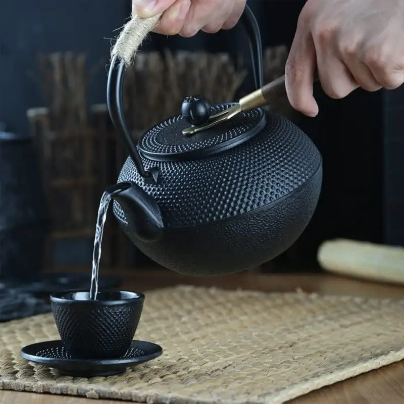 Teapot Lid Clip Wooden Handle Tea Kettle Cover Fork for Cast Iron Hot Tea Pot Heat Insulation Kettle Cover Fork