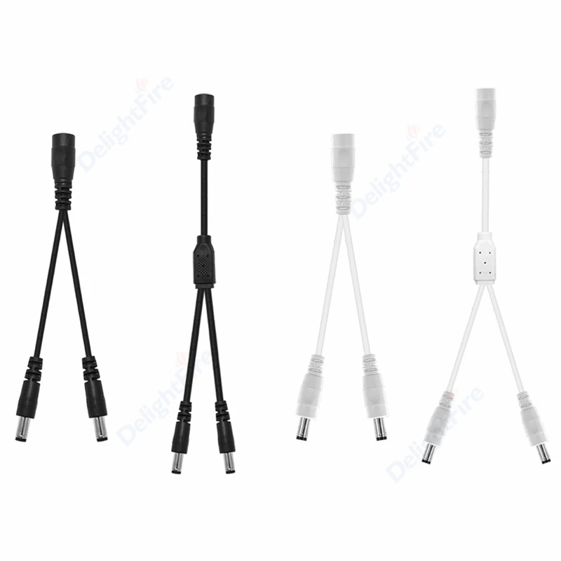 5.5mm*2.1mm 1 Female To 2 Male Way DC Power Splitter Connector Plug Extension Cable for CCTV LED Strip Light Supply Adapter |