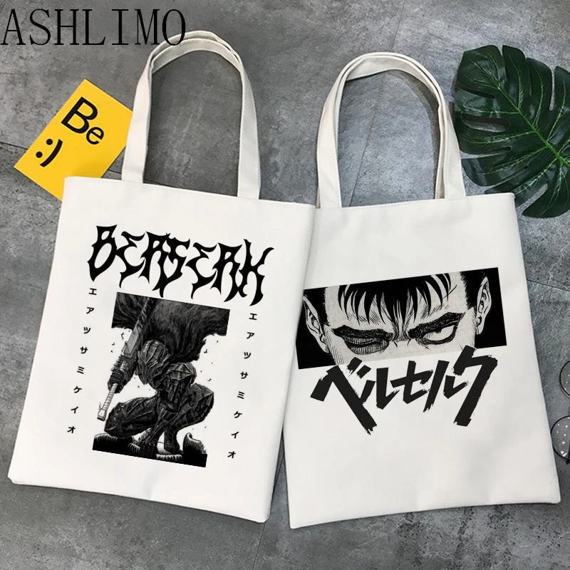 Bolso de mano Shopper para mujer, bolsa de compras con estampado de dibujos  animados de Anime japonés, Berserk oscuro, elegante, de lona| | - AliExpress