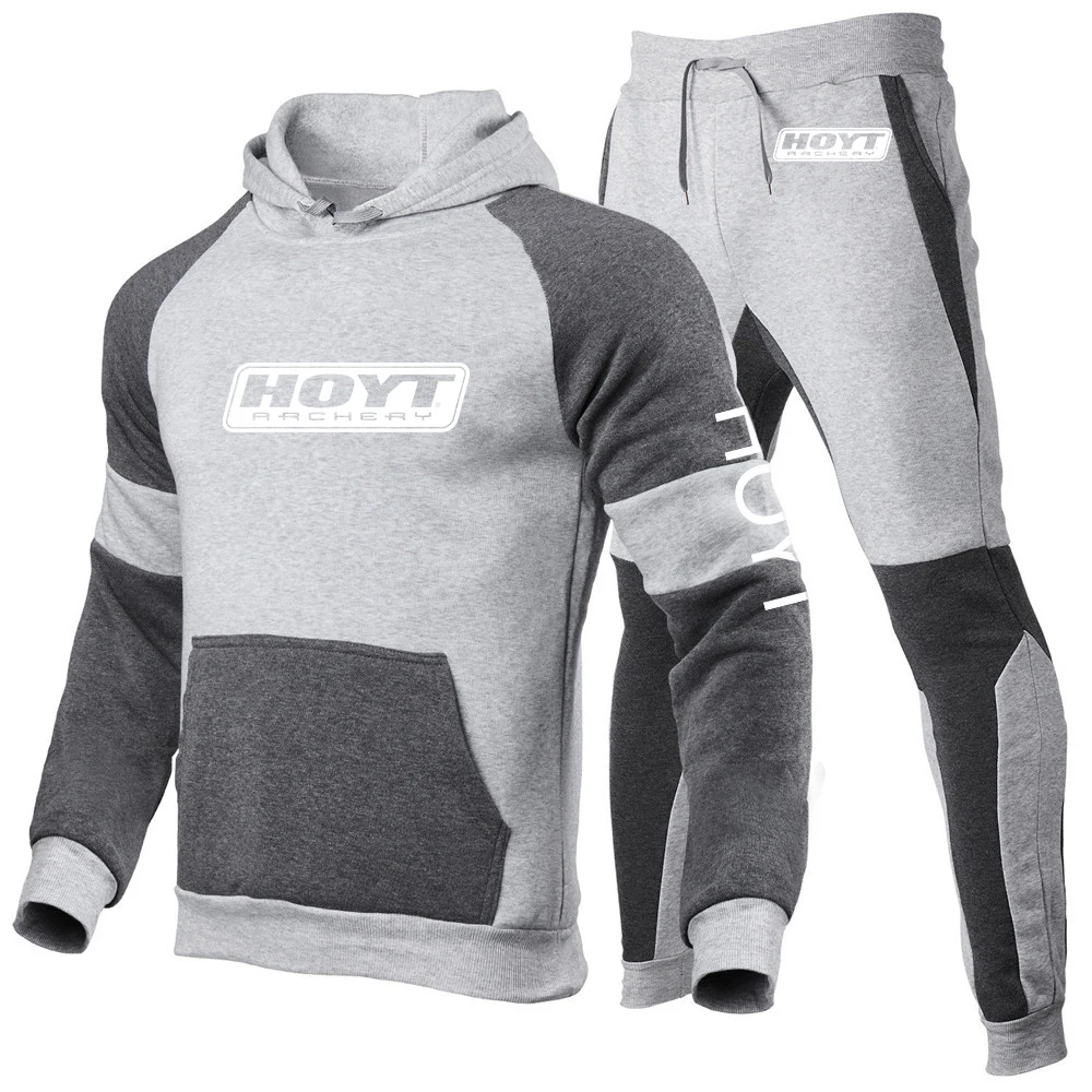2023 Men New Hoyt Archery Sweatpant Set Tracksuit Hoode+Pant Pullover Hoodie Sportwear Comfortable Casual Clothes