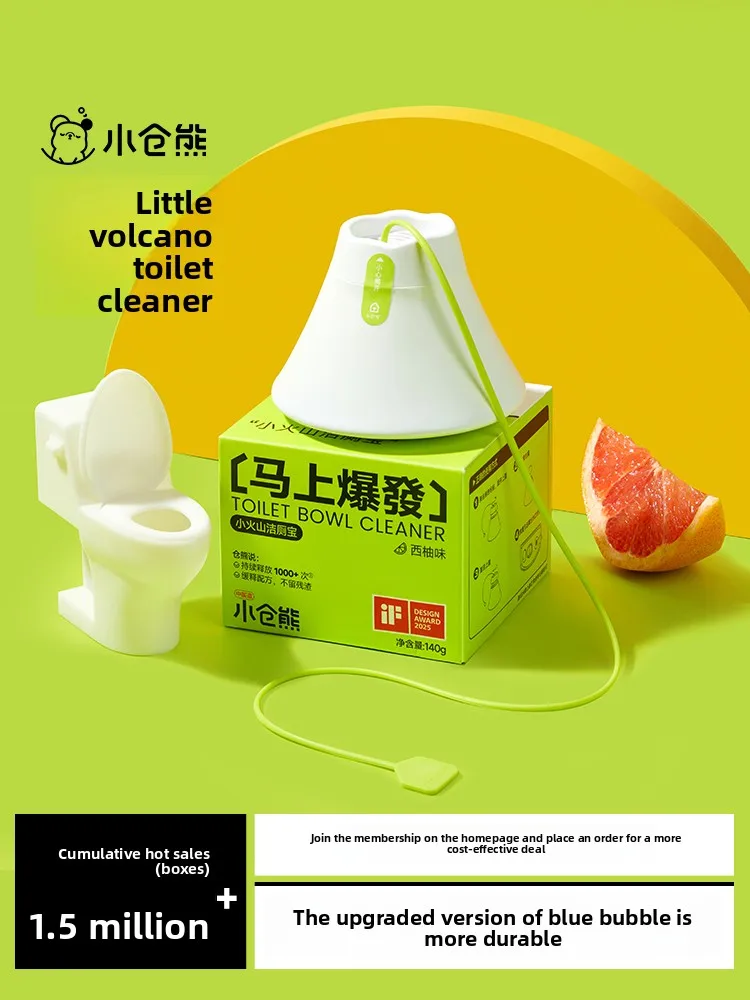 Little Bear Volcano Blue Bubble Toilet Cleaner - Deodorizing, Odor-Removing, Fragrant Cleaner Blocks