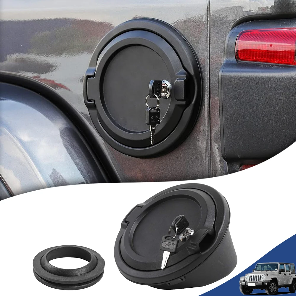 

Car Fuel Gas Tank Cap Cover Locking Fuel Door with Key for Jeep Wrangler JL JLU 2018-2023 Tank Cover Auto Exterior Accessories