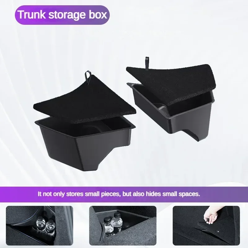 

For 2024 Tesla Model 3 highland Rear Trunk Left Side Storage Box with Cover Tail Boot Organizer Partition Decoration Accessories
