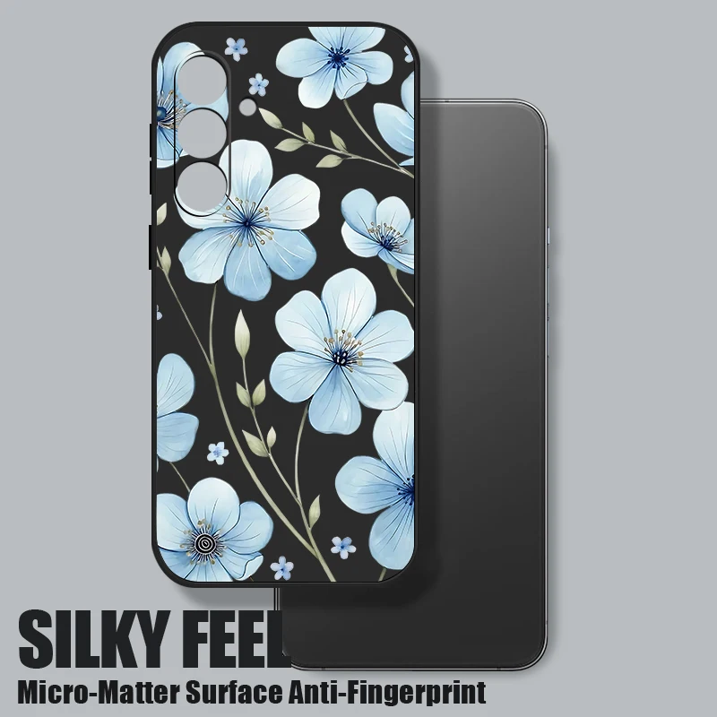 Light Blue Flower Soft TPU Phone Case Cover