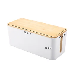 Wooden Cable and Power Strip Organizer Box with Anti-Dust Design - 2PCS (S)