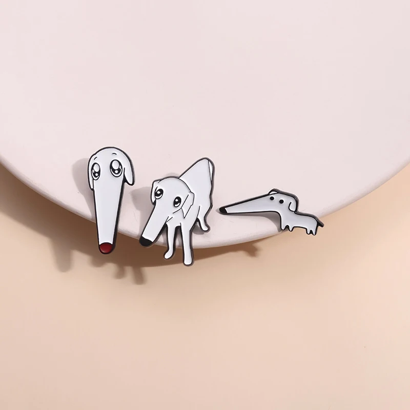 

Long Nosed Big Eyed Dog Enamel Pin Funny Animal Metal Lapel Badge Clothes Backpack Brooch Kawaii Jewelry Gift For Kid Friends