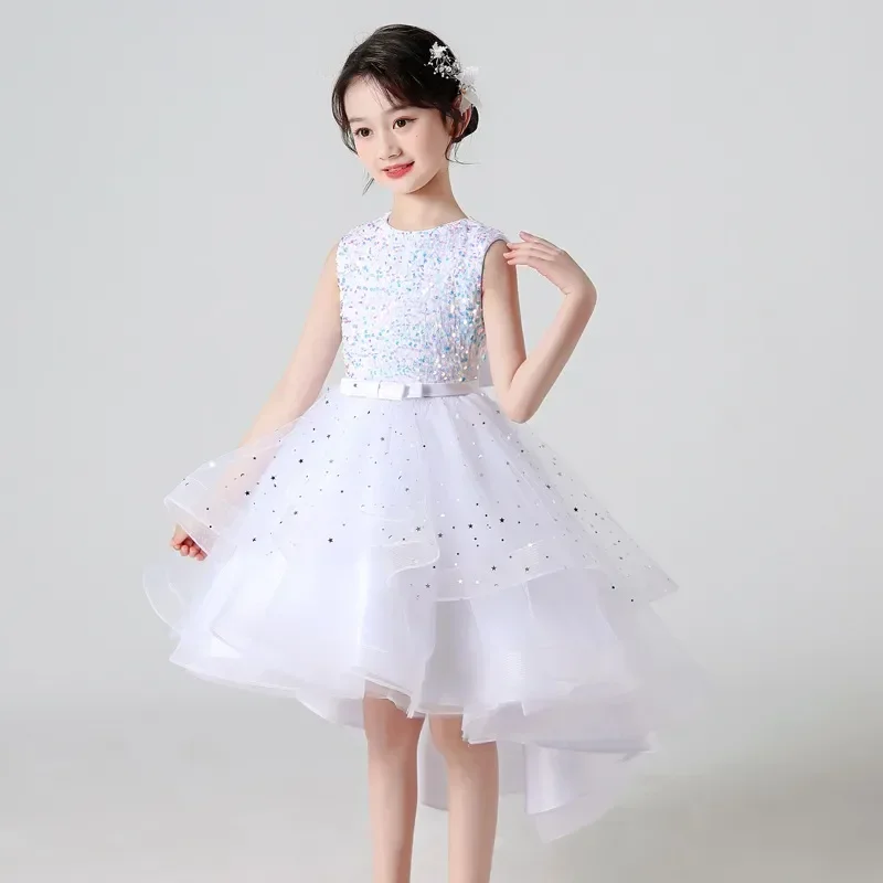 

Girl's Dress Tuxedo Dinner Dress Long Sleeve Baby Wedding Christmas Party Dress Princess Dress Gauze Shag Skirt 3-15Years