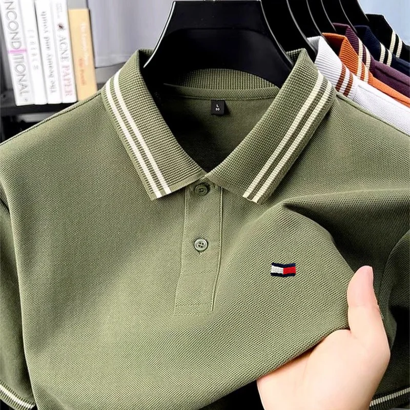 Luxury brand polo shirt embroidered short sleeved men's summer new 100% cotton casual comfortable breathable high-end T-shirt 22 S0a00d2bbd1aa43c0bd563927844d0eb9V