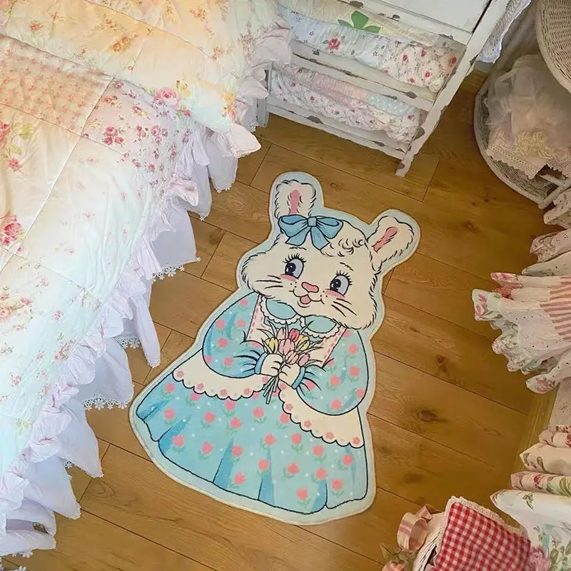 

Rabbit Non-slip Carpet Floor Mat Bedside Decorative Fairy Tale Rugs Soft Carpets Bathroom Kindergarten Decor Bath Mat for Kids