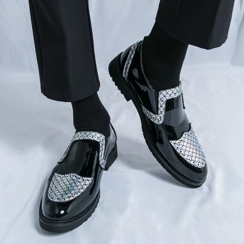 Luxury Brand Golden Leather Shoes Mens Loafers Slip on Casual Shoes Fashion Business Formal Wedding Party Office Leisure Shoes 5
