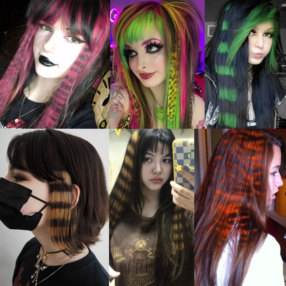 LUPU Extensão de cabelo de penas sintéticas para mulheres, grampo de cabelo falso colorido em uma peça, festa cosplay, estilo Y2K