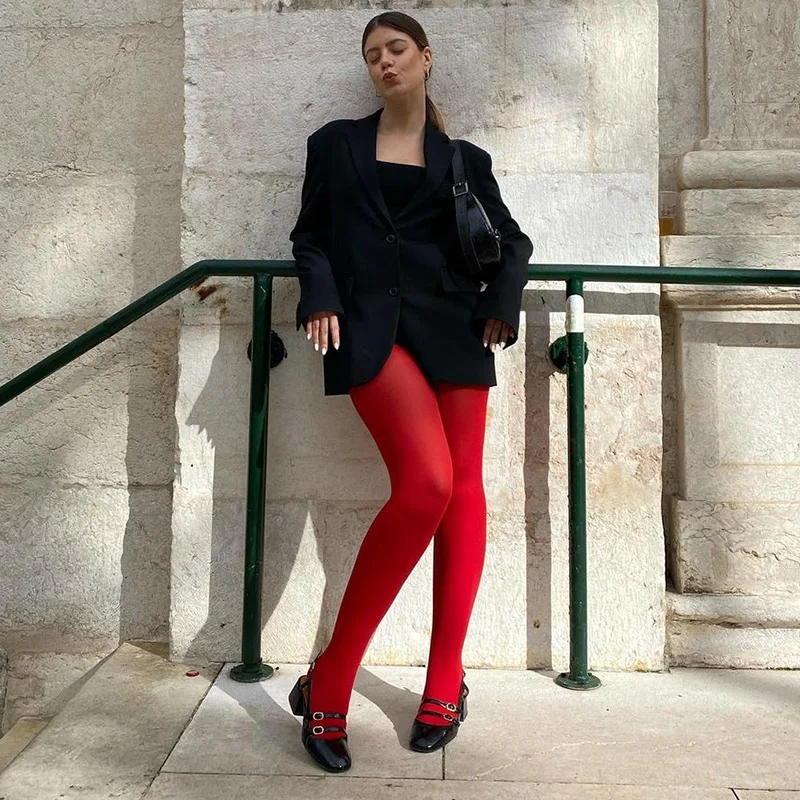 Description Picture 4 of itemTARUXY Red Tights Women Winter See Through  Slim Lingerie Women's Pantyhose New Lingerie Lace Leggings Bodys Sexy Socks Ladies
