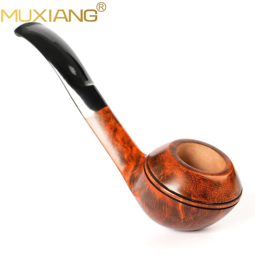 MUXIANG 수제 브라이어 담배 파이프, 3mm 파이프 채널, 불독 파이프, 가황 고무 파이프 입구, 선물, 이중 허리선 디자인