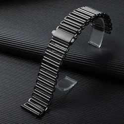 Vintage Stainless Steel Quick Release Watchband - High Quality Universal Metal Bracelet in Multiple Sizes - 22mm (Black)