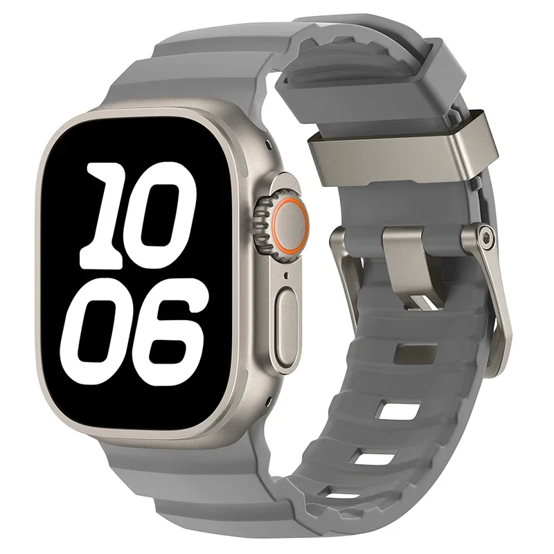 Sport Silicone and Titanium Metal Bracelet Strap