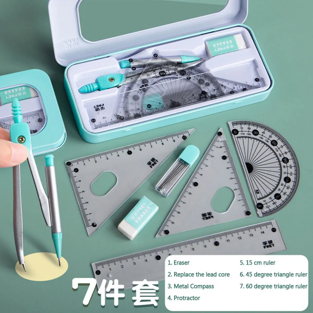 Drafting Set Mathematical Rulers Set Drawing Tool Set 7 Pcs/Set Mathematical Rulers Set Professional Compass Ruler Multi-function Drawing Tools Students Stationery