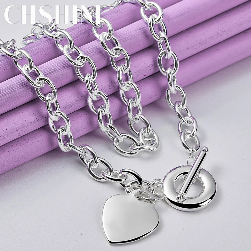 

CHSHINE 925 Sterling Silver Heart Necklace for Women's Lady Wedding Engagement Fashion Charm Jewelry