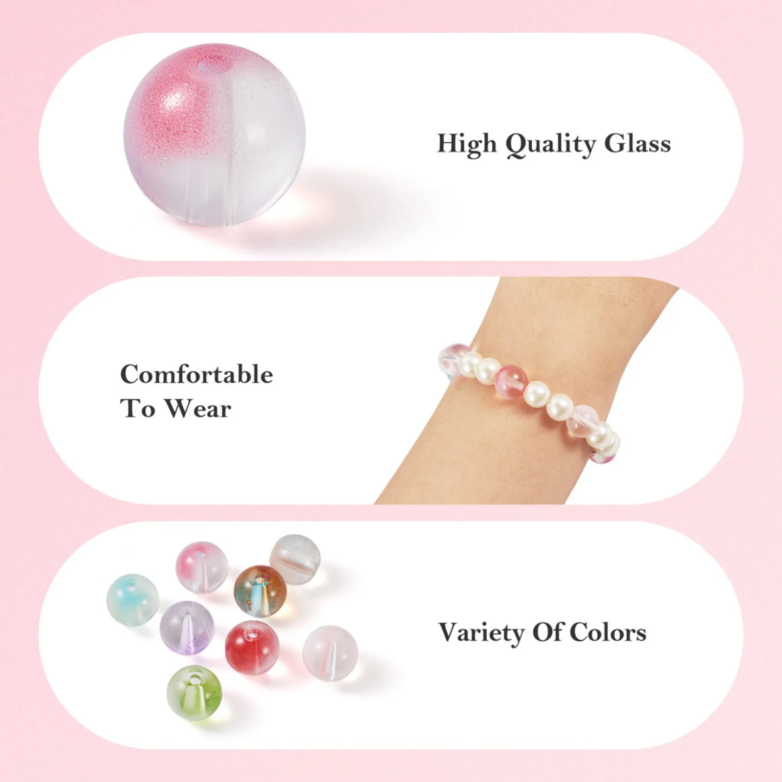 120Pcs 10mm Double Colored Round Glass Beads Loose Spacer Beads for Jewelry Bracelet Necklace Earring Making DIY Accessories