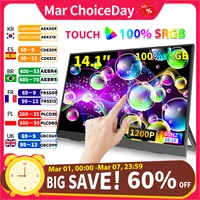 14.1 Inch Touch Screen Portable Monitor 100%sRGB 400cd/m2 Gaming Computer Expand Display For XBox PS4/ 5 Switch Loptop